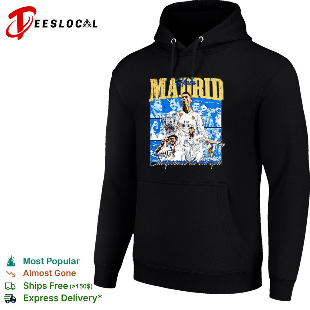 Real Madrid campeones de Europa Ronaldo Benzema portrait shirt