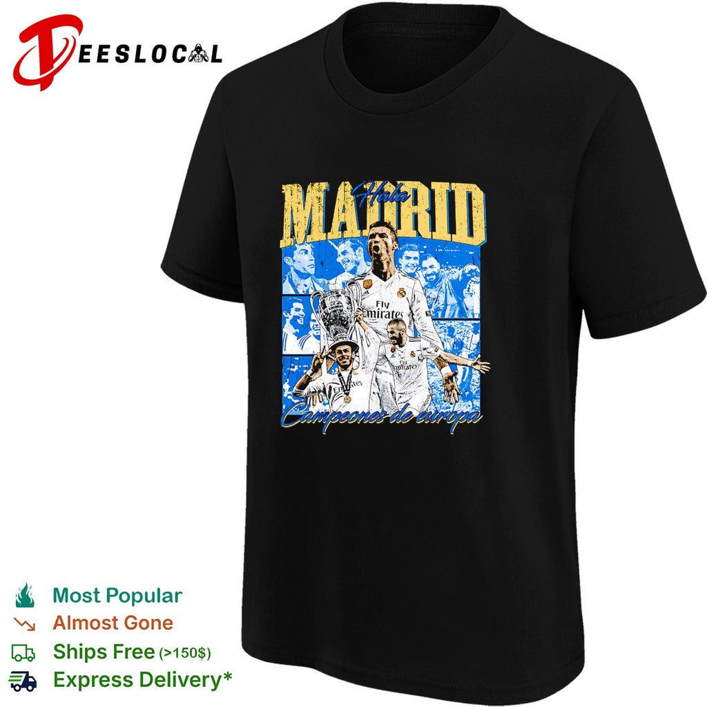 Real Madrid campeones de Europa Ronaldo Benzema portrait shirt