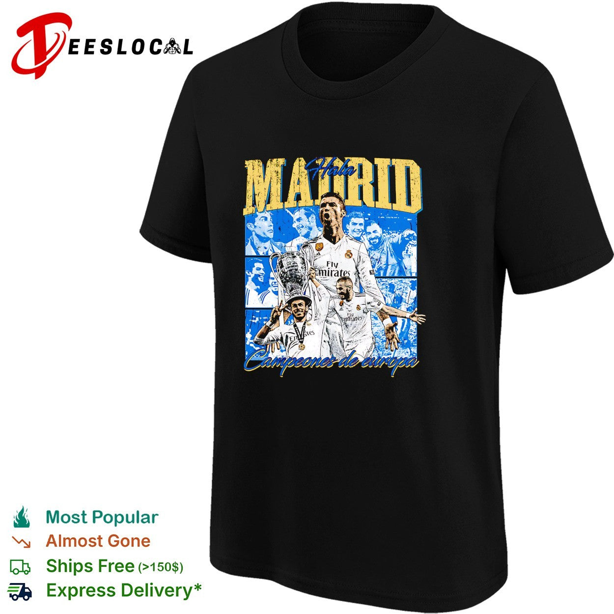 Real Madrid campeones de Europa Ronaldo Benzema portrait shirt
