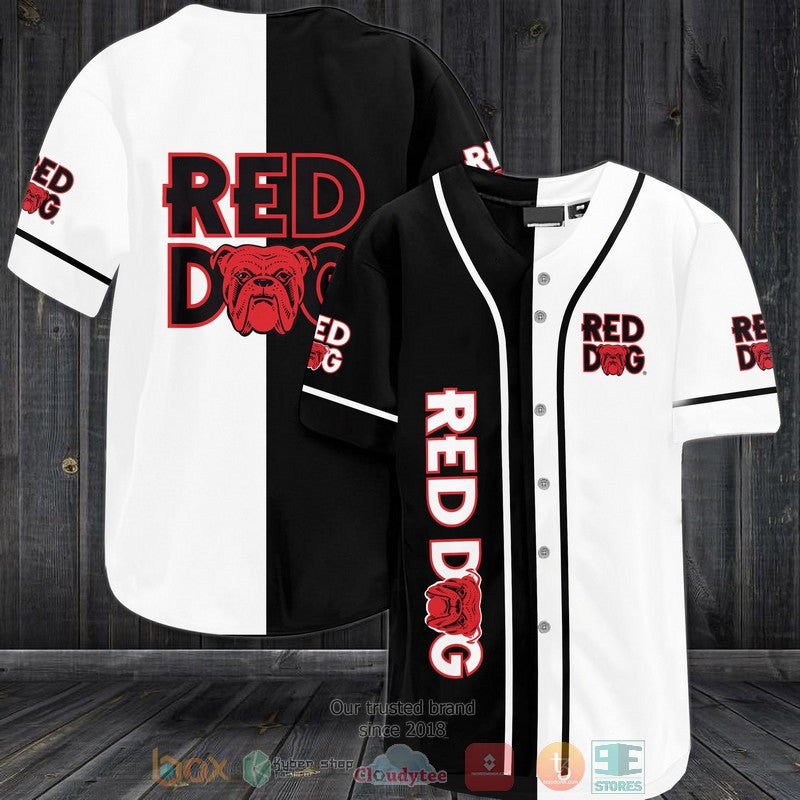 Red Dog black white Baseball shirt