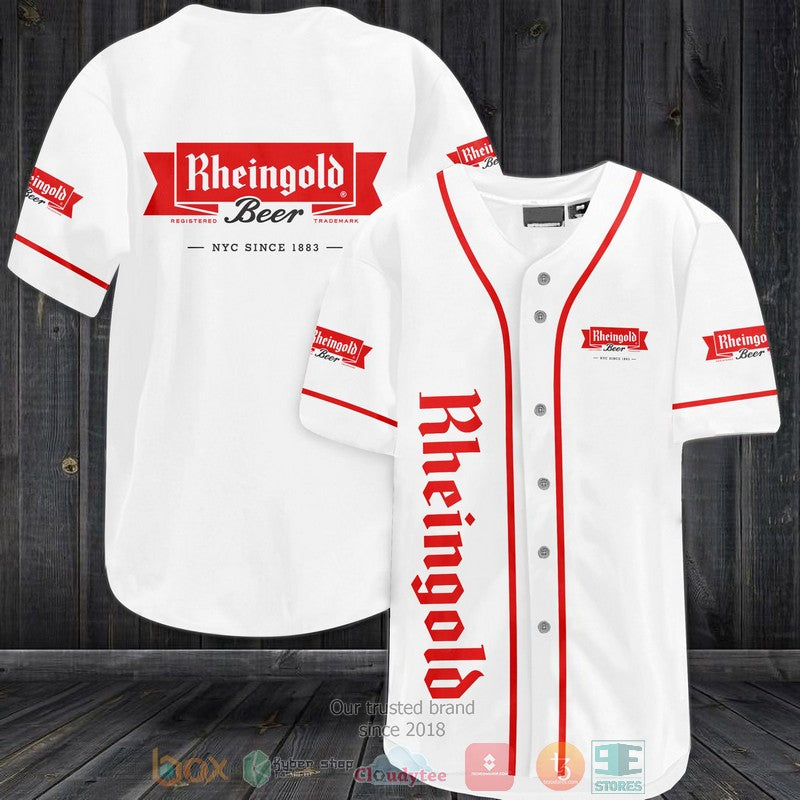 Rheingold Beer white red Baseball shirt