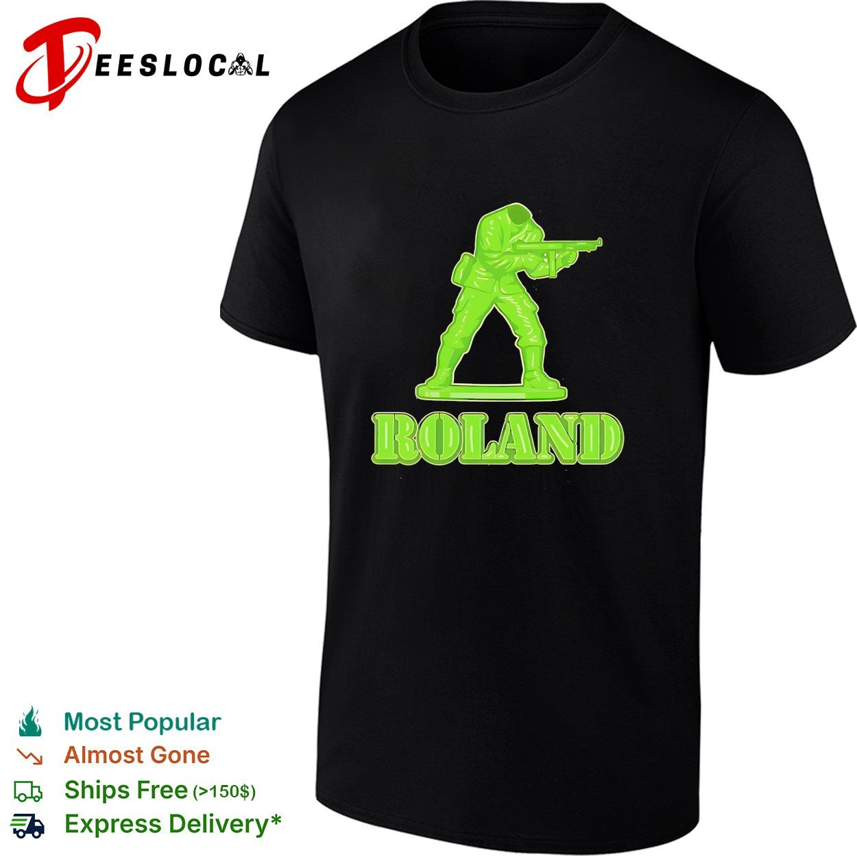 Roland army man aiming rifle shirt