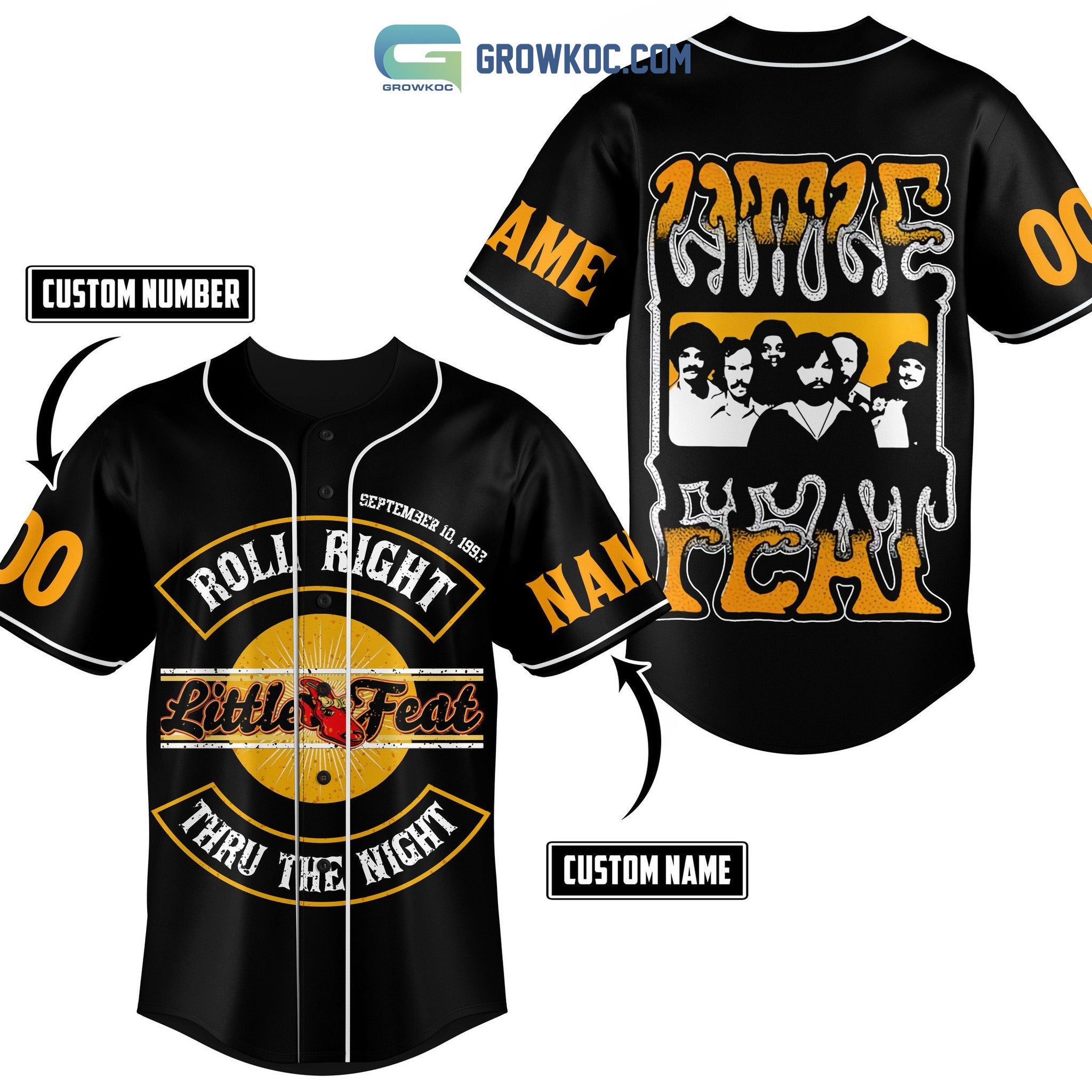 Roll Right Little Feat Thru The Night Personalized Baseball Jersey