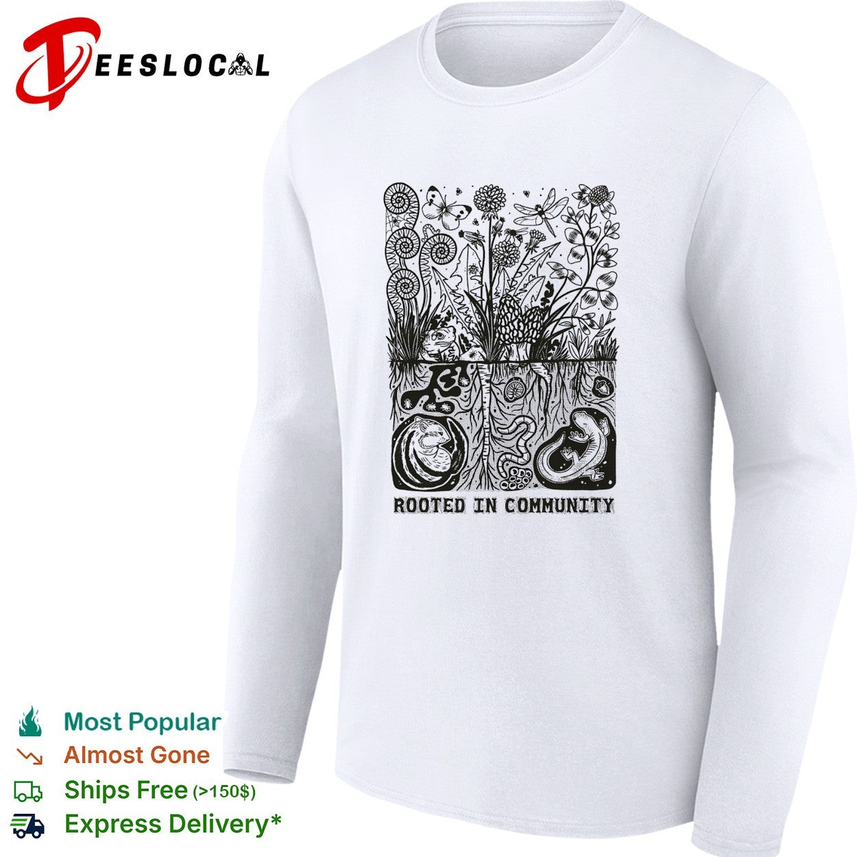 Rooted in community plants and roots shirt