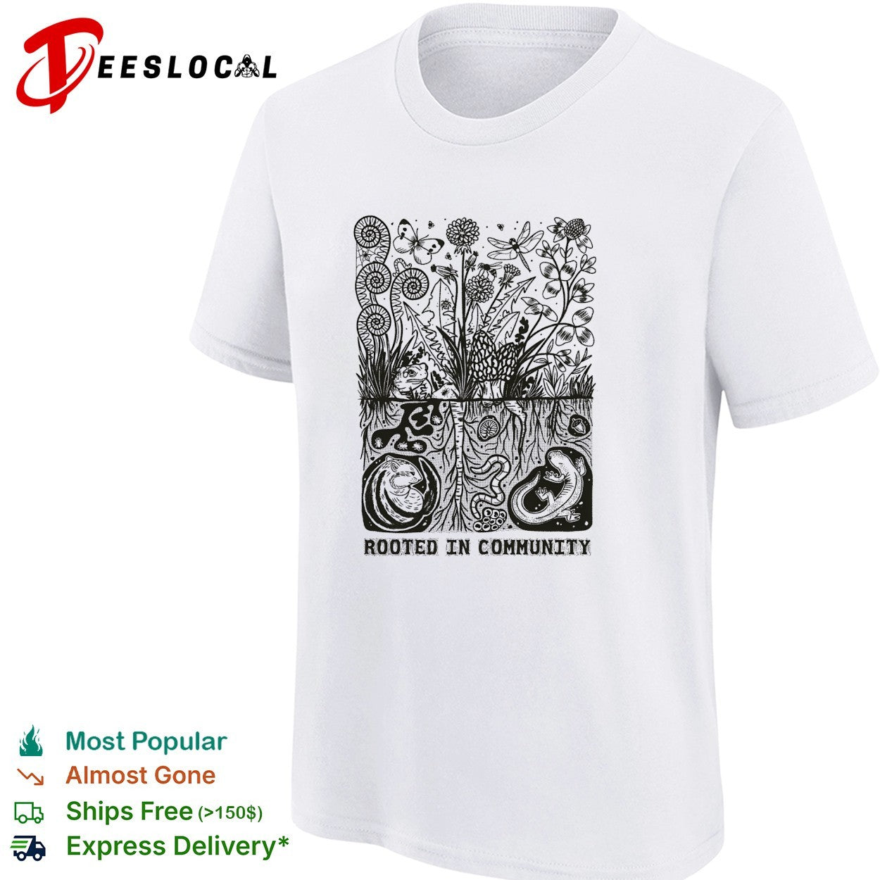 Rooted in community plants and roots shirt