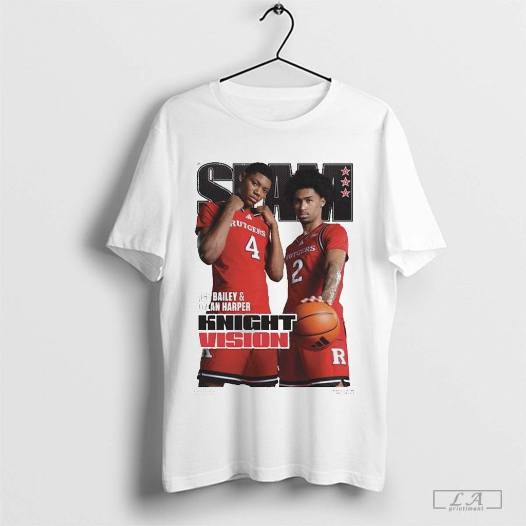 Slam Cover Rutgers Scarlet Knights Ace Bailey And Dylan Harper Knight Vision 2024 T-Shirts, Hoodie, Sweatshirt