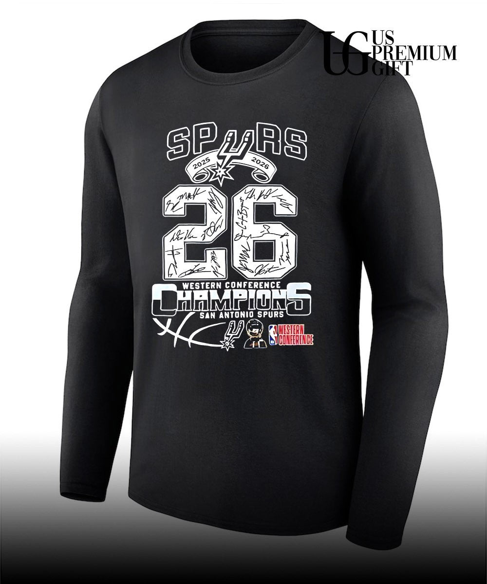 San Antonio Spurs 2025-2026 Western Conference Champions signature shirt