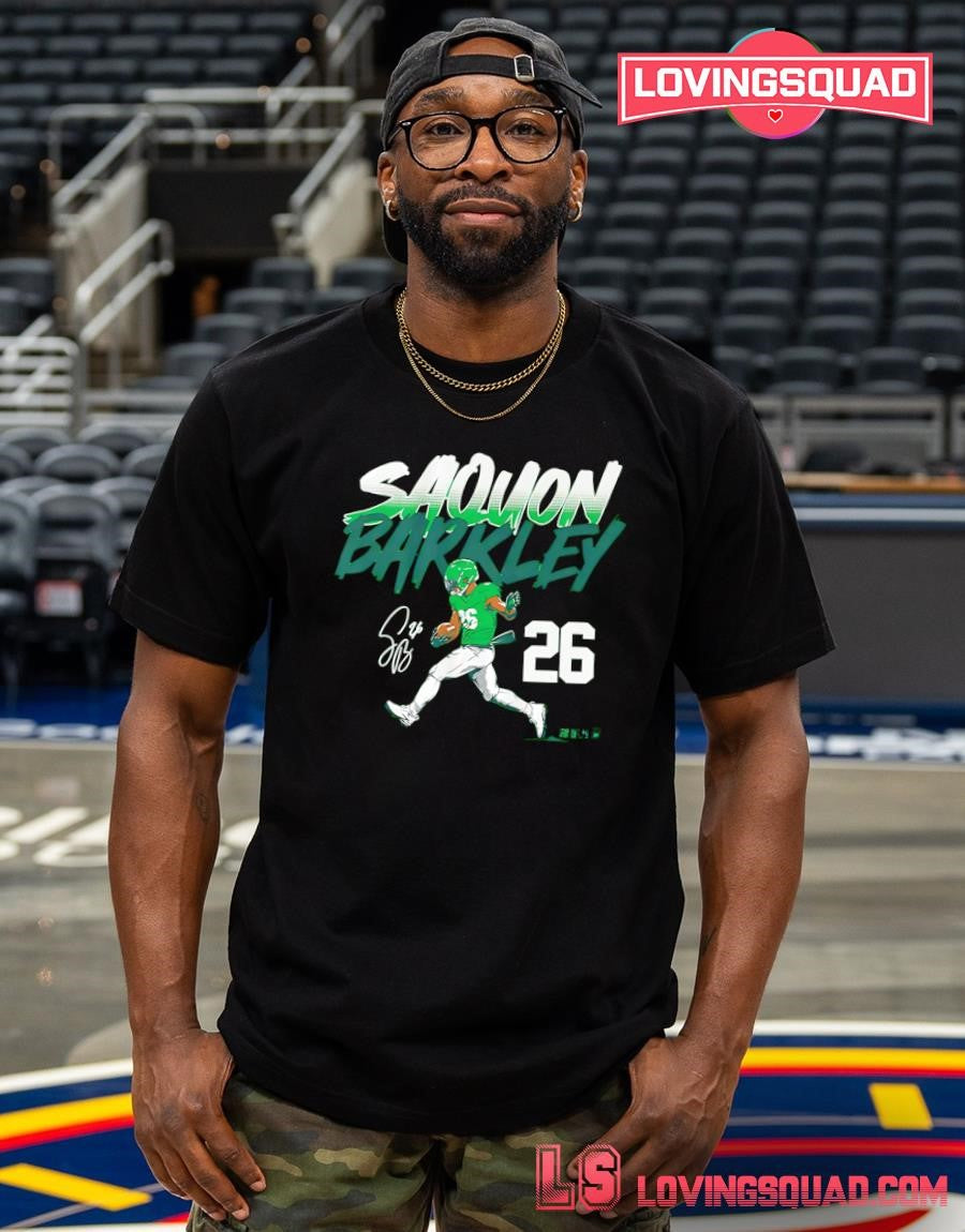 Saquon Barkley Name & Number Pose Signature T-Shirt
