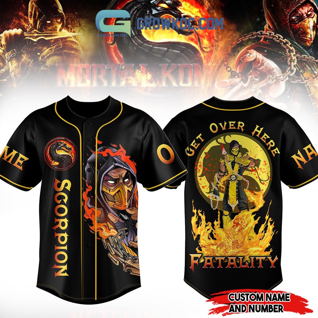 Scorpion Mortal Kombat Get Over Here Fatality Personalized Baseball Jersey