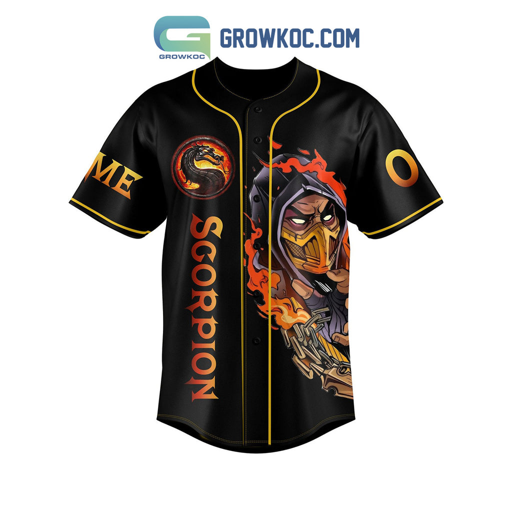 Scorpion Mortal Kombat Get Over Here Fatality Personalized Baseball Jersey