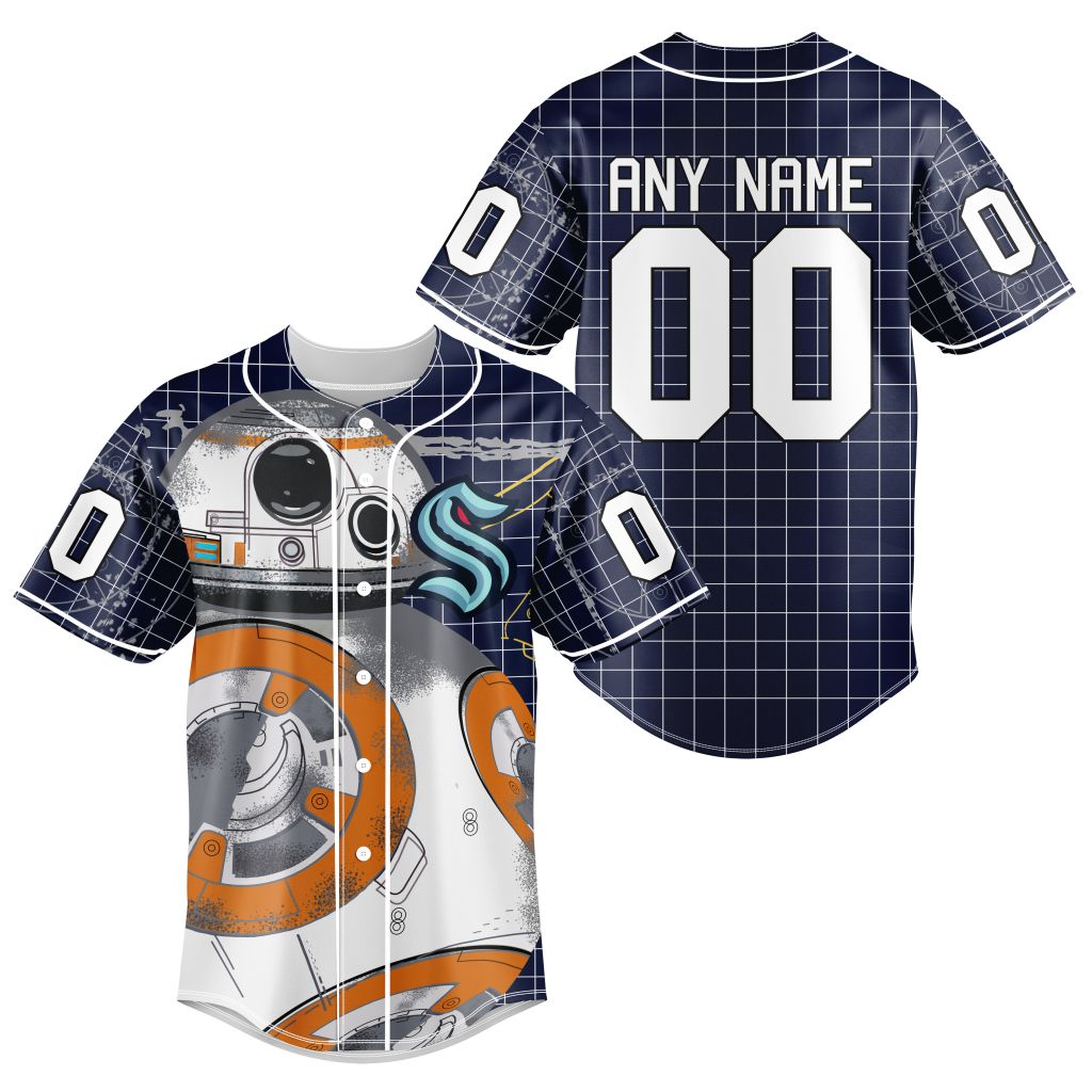 BEST Seattle Kraken Bb 8 D Star War Custom Baseball Jersey