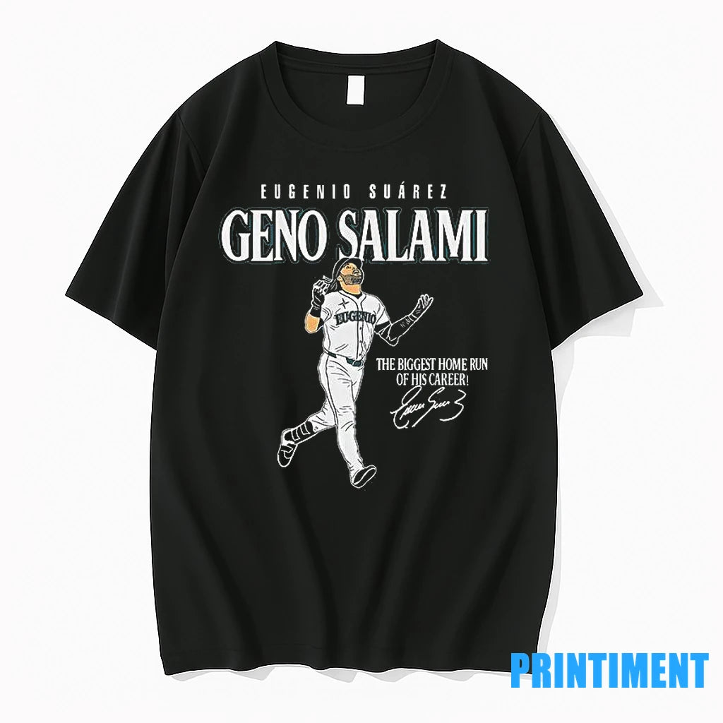 Seattle Mariners Eugenio Suarez Genoa Salami The Biggest Home Run Of His Career Signature Tshirts Hoodie, Sweatshirt