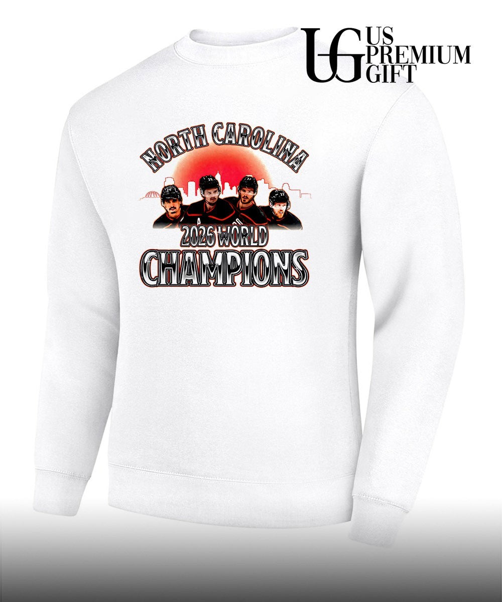 Sebastian Aho Andrei Svechnikov Martin Necas Brent Burns North Carolina Hurricanes NHL 2026 World Champions shirt