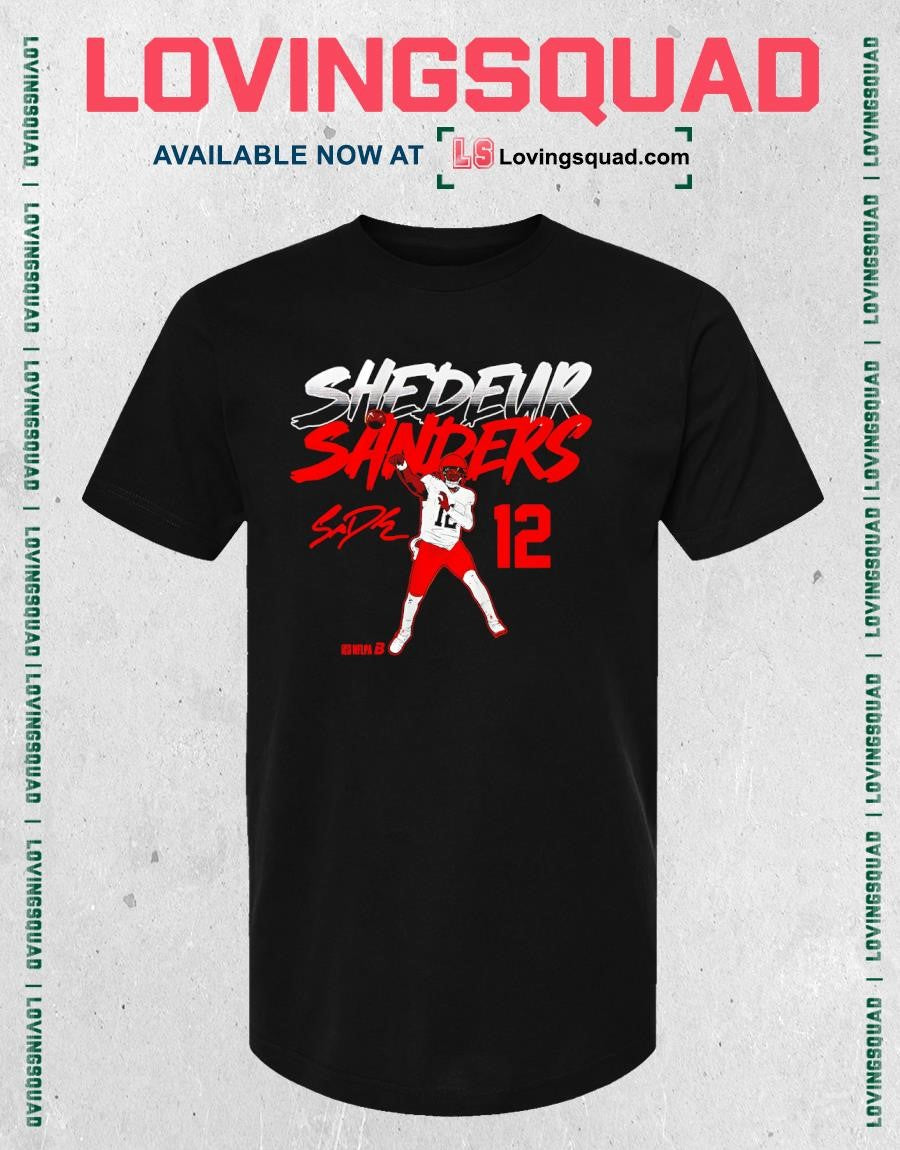 Shedeur Sanders Name & Number Pose Signature T-Shirt
