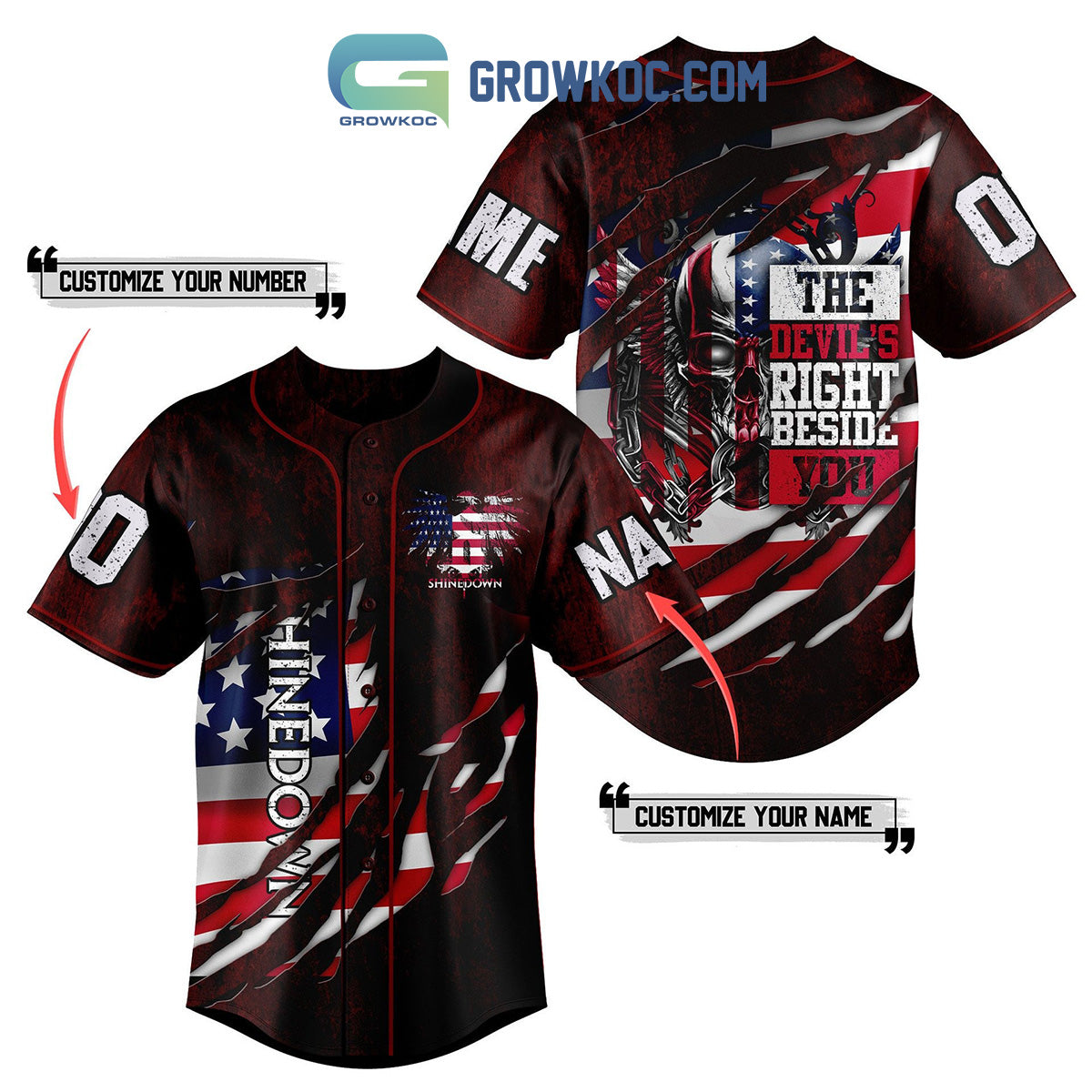 Shinedown The Devil’s Right Beside You Red Personalized Baseball Jersey
