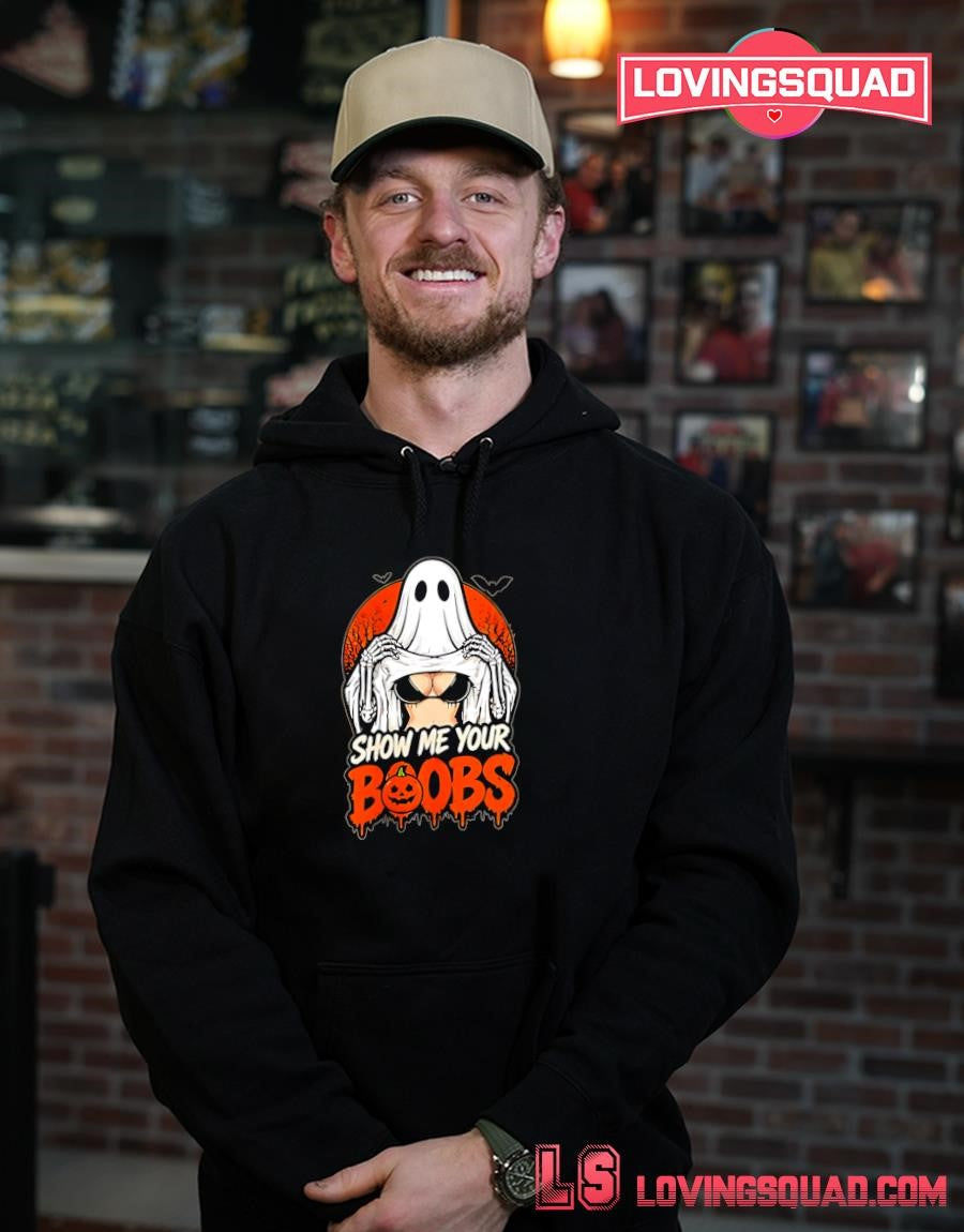 Show Me Your Boobs Ghost Halloween Spooky T-shirt