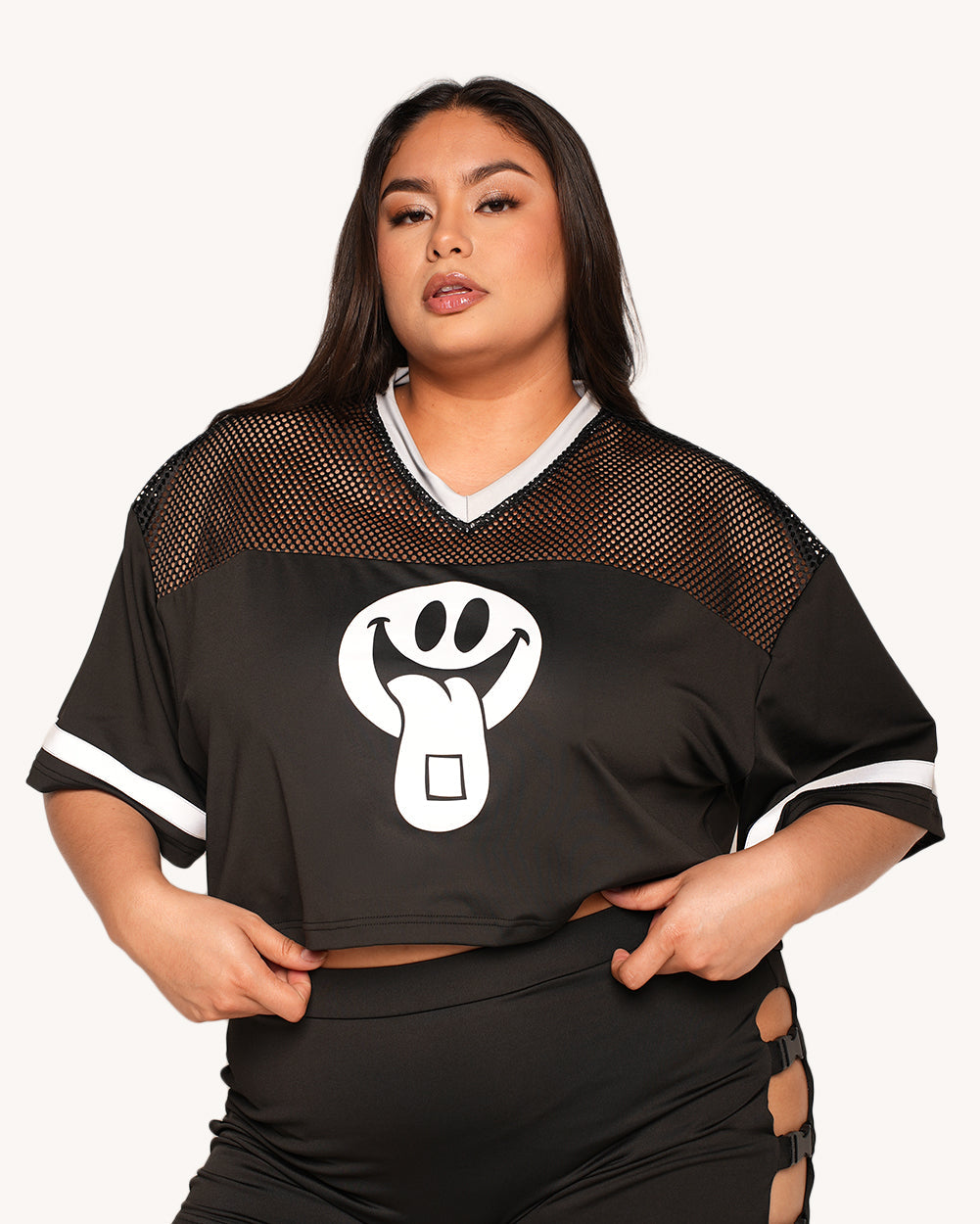 Silver Reflective Happy Hour Cropped Football Jersey
