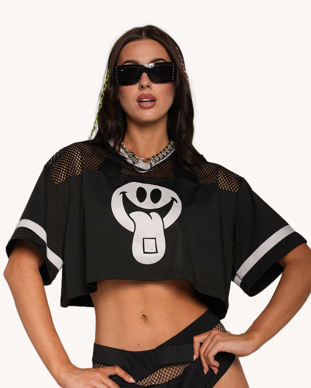 Silver Reflective Happy Hour Cropped Football Jersey