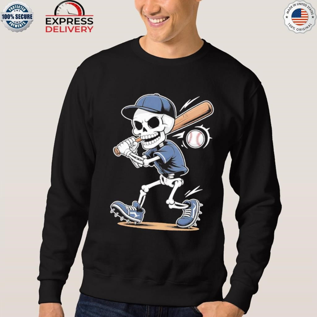 Skeleton Baseball Halloween Costume Boys Men Funny Sport Shirt