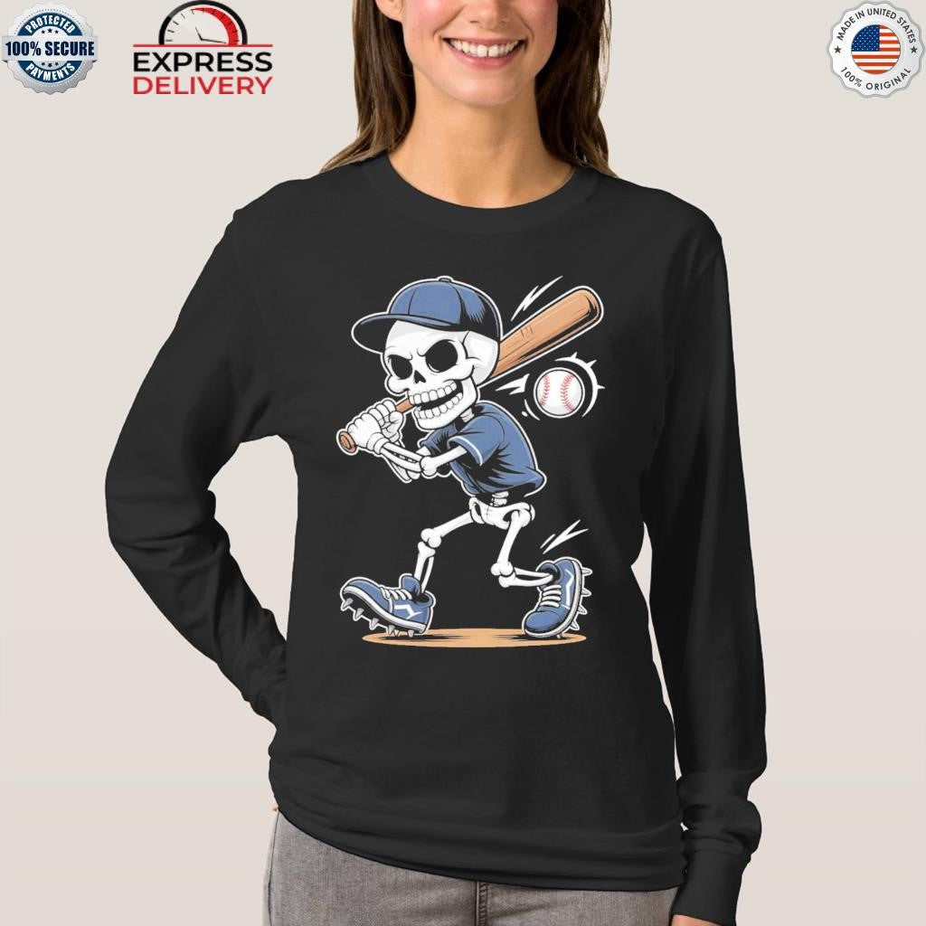 Skeleton Baseball Halloween Costume Boys Men Funny Sport Shirt