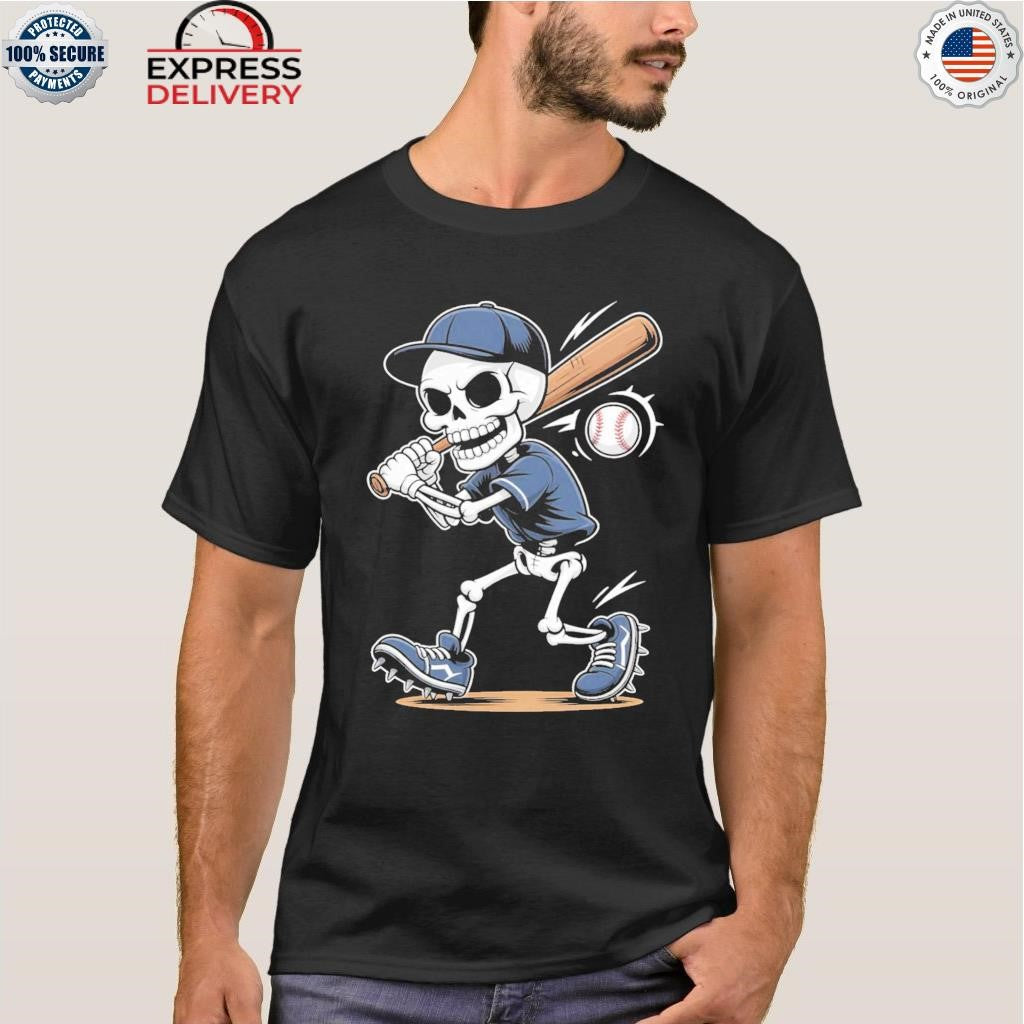 Skeleton Baseball Halloween Costume Boys Men Funny Sport Shirt