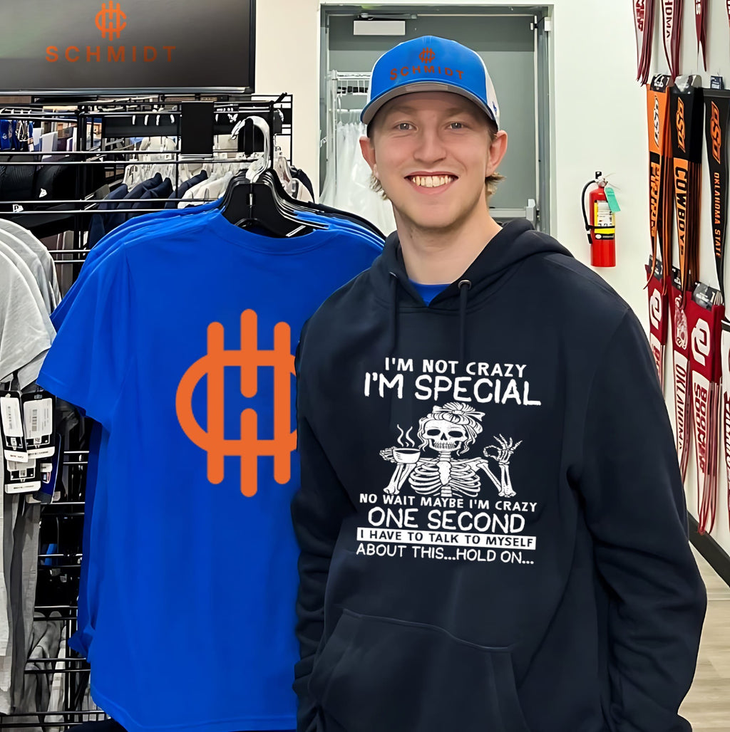 Skeleton I’m not crazy I’m special no wait maybe I’m crazy one second I have to talk to myself about this hold on shirt