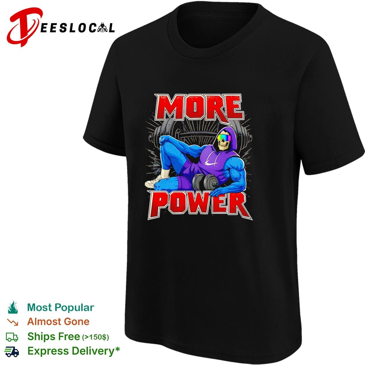 Skeletor as a gym rat more power shirt