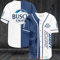 Skull Busch Light blue white Baseball shirt