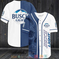 Skull Busch Light white blue Baseball shirt