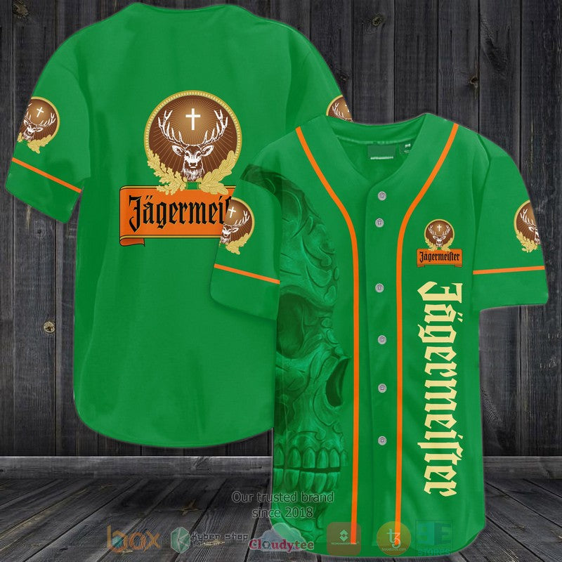 Skull Jagermeister green Baseball shirt