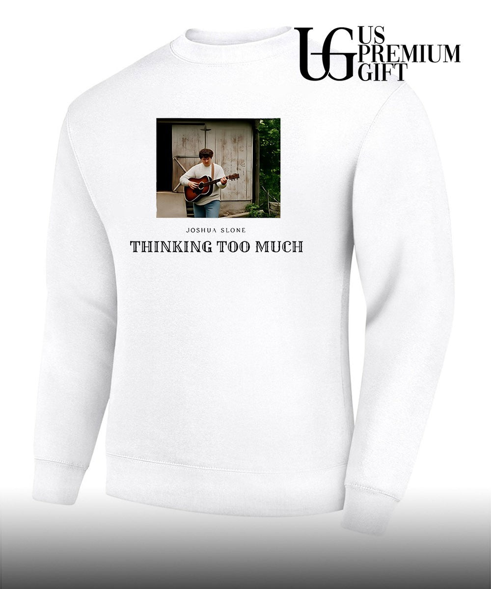 Slone playing guitar thinking too much shirt