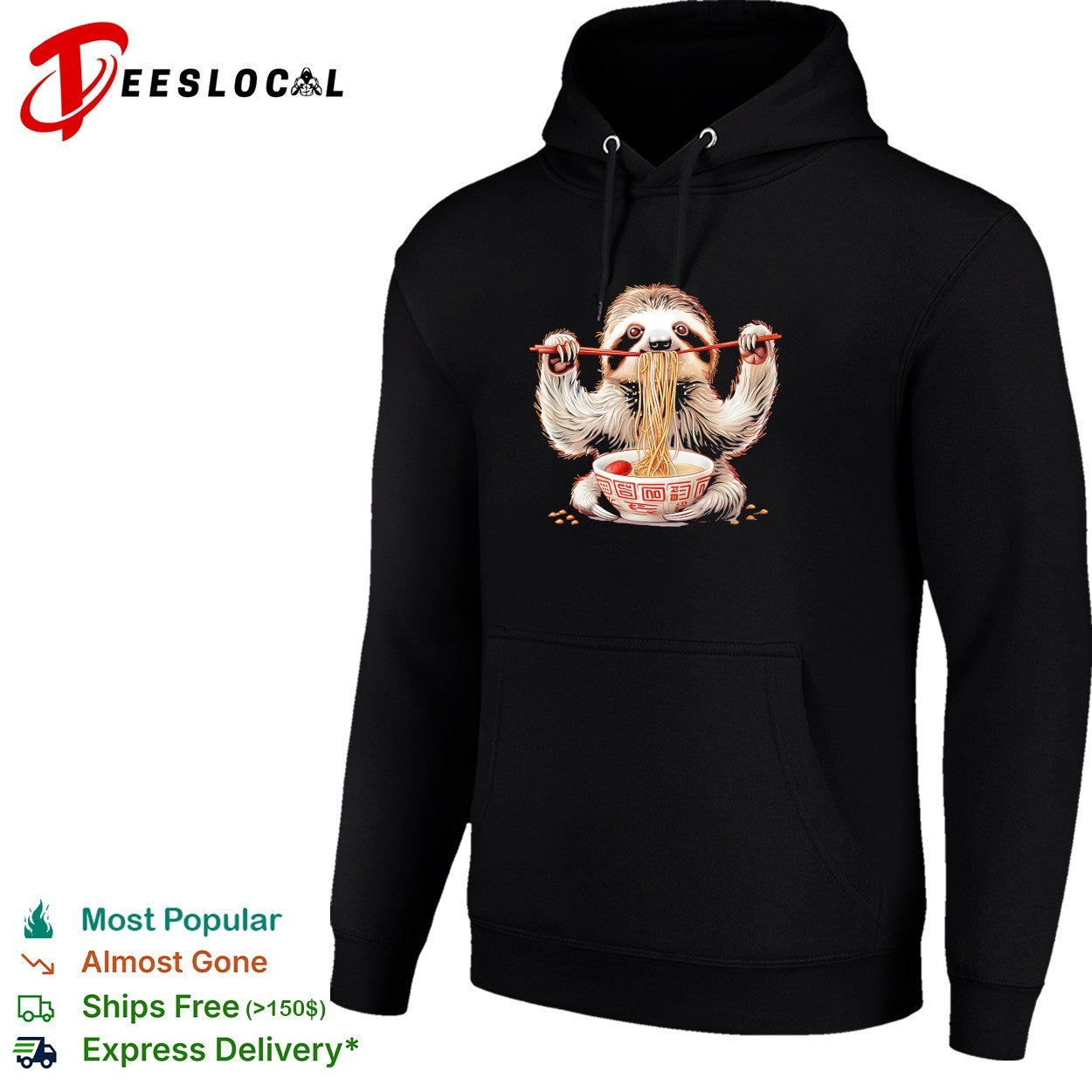 Sloth eating ramen noodles shirt