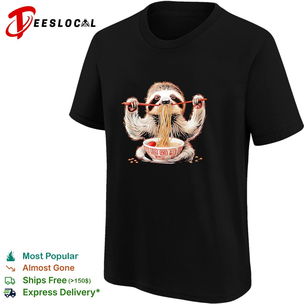 Sloth eating ramen noodles shirt