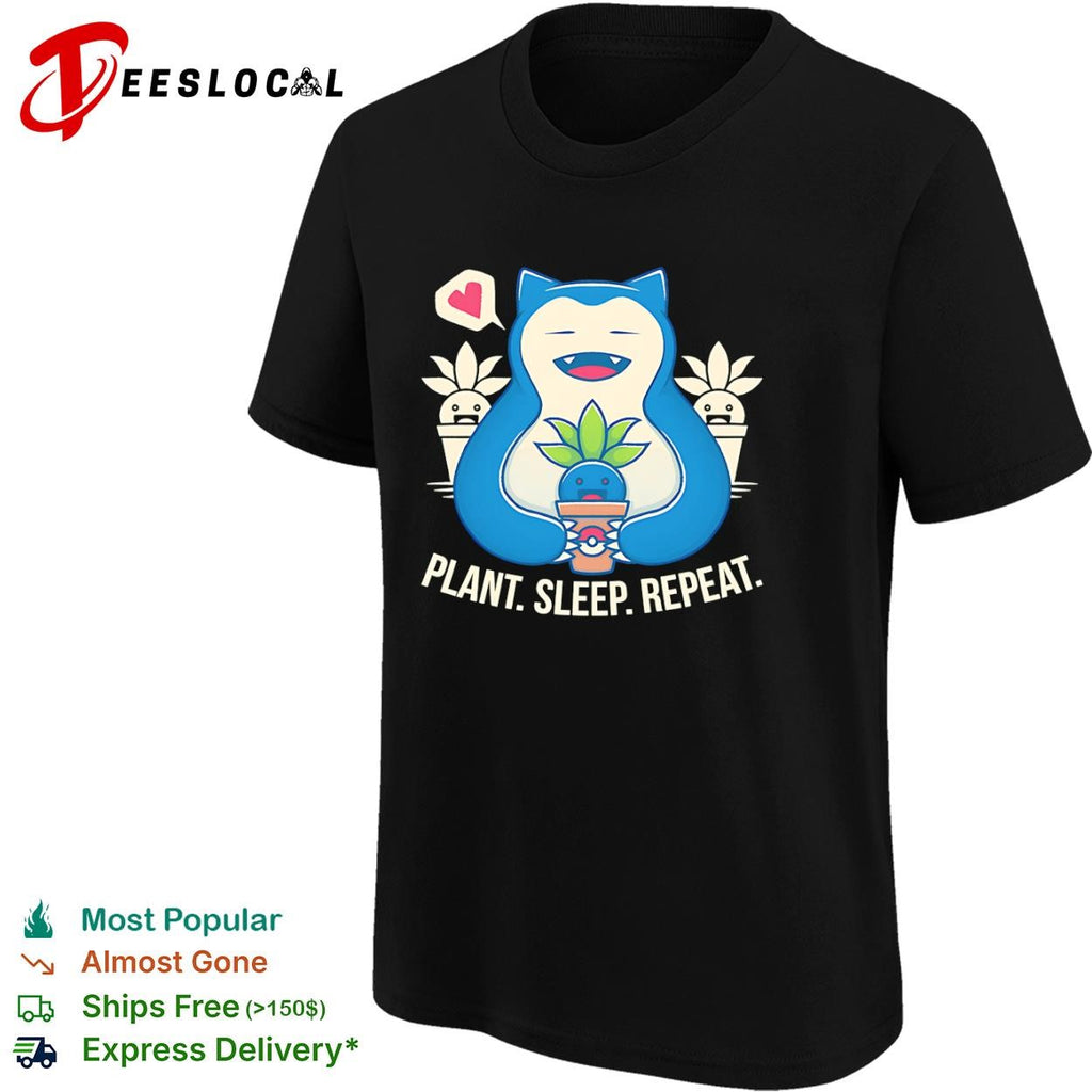 Snorlax plant sleep repeat shirt