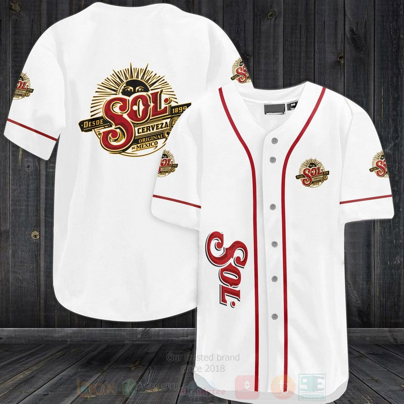 FASHION Sol Cerveza Baseball Jerseys Botton Shirt