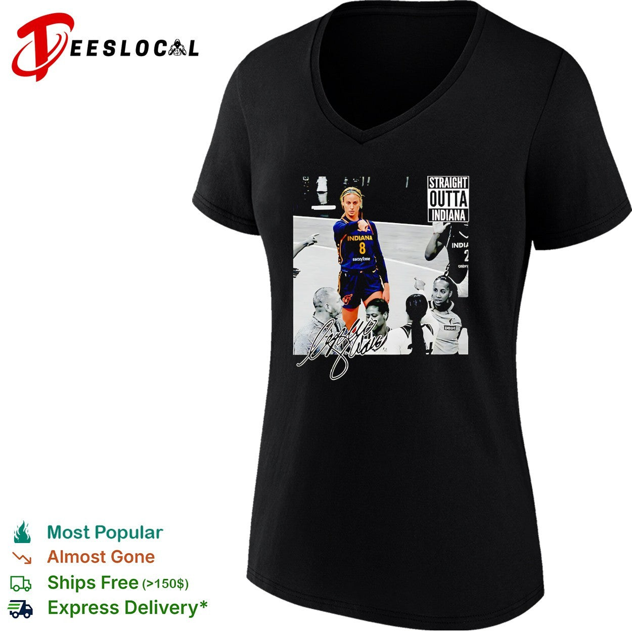 Sophie Cunningham Indiana Fever pointing straight outta Indiana meme shirt