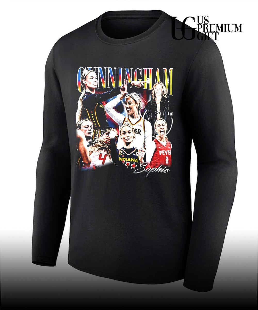 Sophie Cunningham pointing Indiana Fever WNBA signature graphic shirt