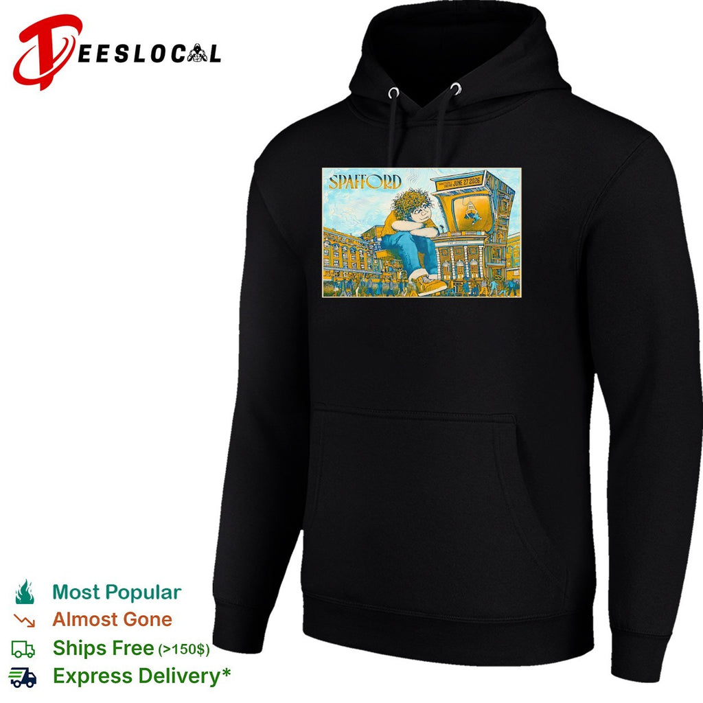 Spafford mascot sitting on amp poster shirt