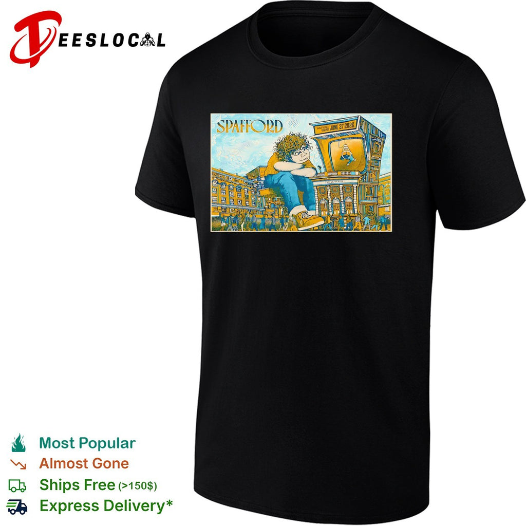 Spafford mascot sitting on amp poster shirt