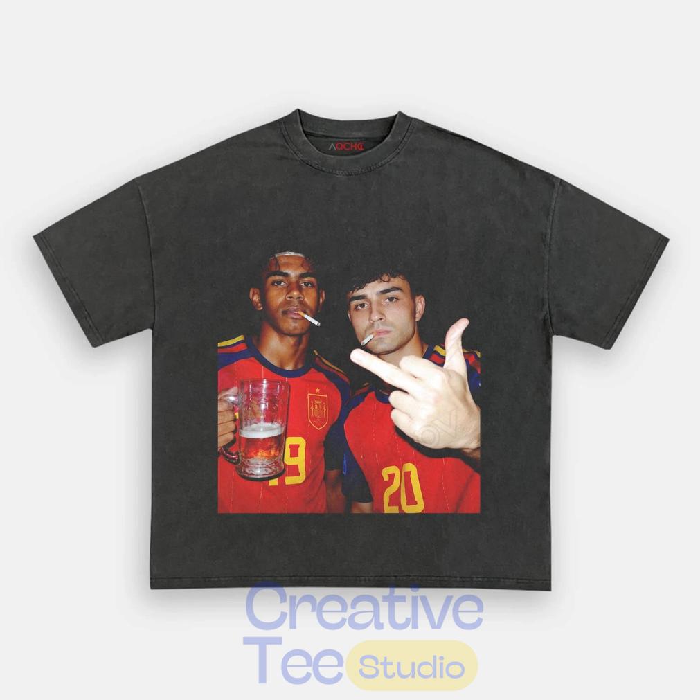 Spain Drunk Smoke Repeat Football Tee