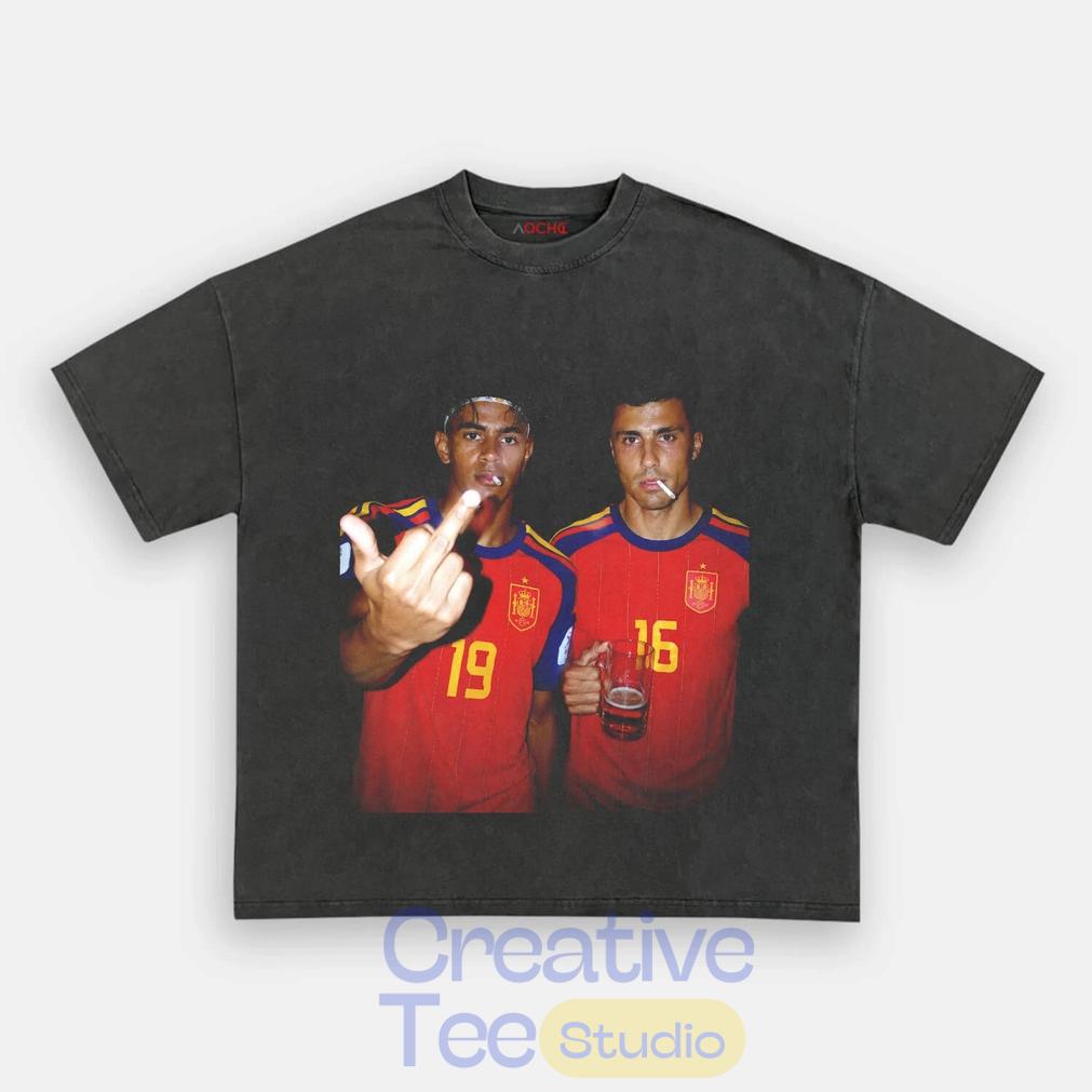 Spain Football Rodri x Lamal Drunk Middle Finger T-Shirt