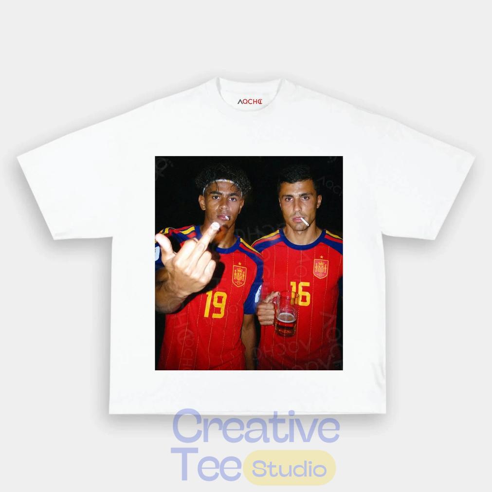 Spain Football Rodri x Lamal Drunk Middle Finger T-Shirt