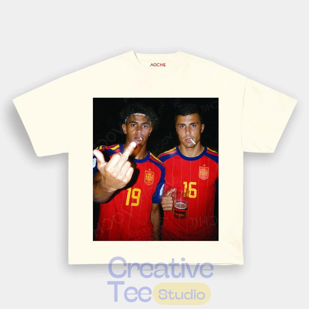 Spain Football Rodri x Lamal Drunk Middle Finger T-Shirt
