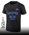 Spike Lee wearing Orange and Blue Skies 2026 Knicks Game 4 shirt