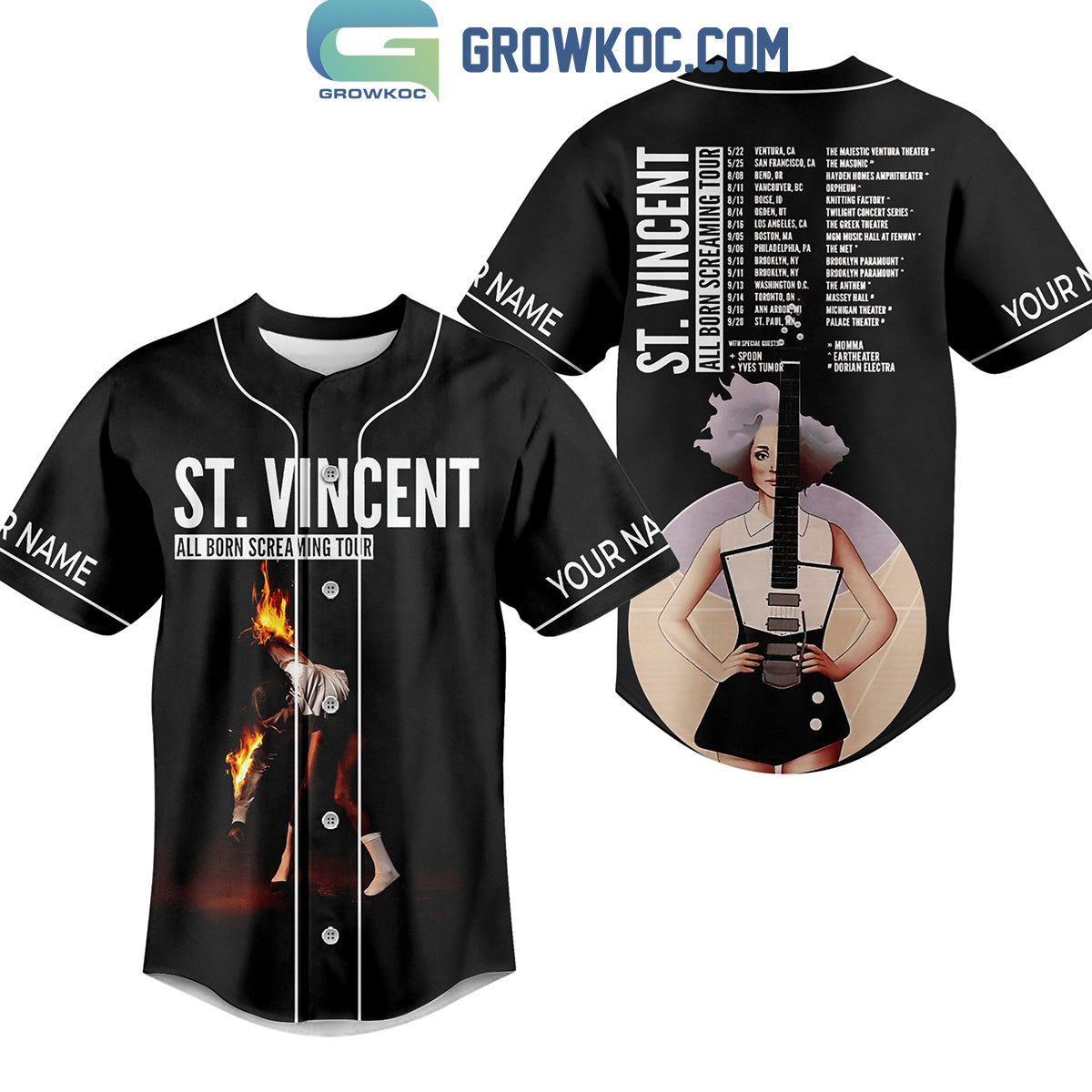 St. Vincent All Born Screaming Tour Personalized Baseball Jersey