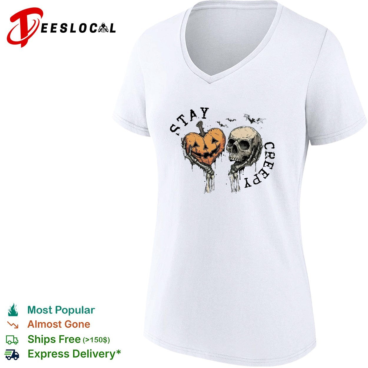Stay creepy pumpkin skull shirt