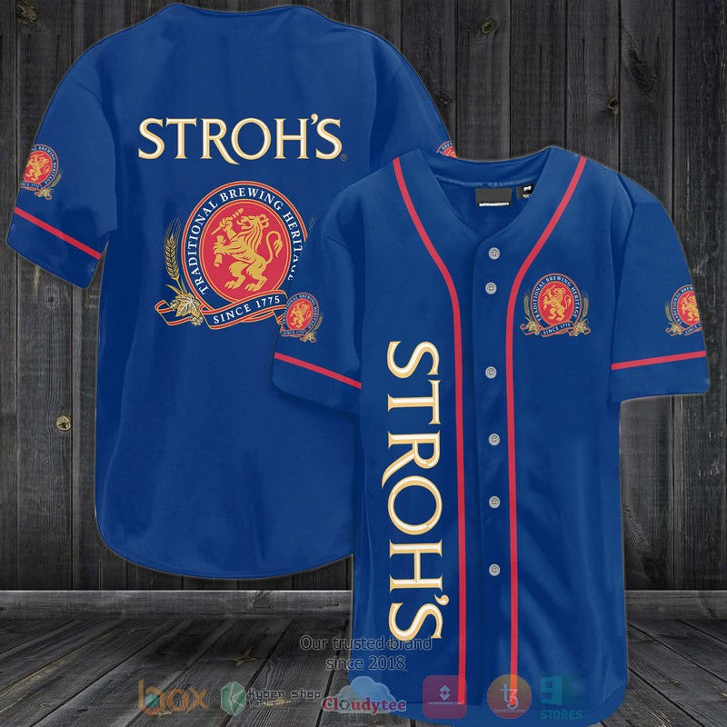 Stroh's Beer blue Baseball shirt