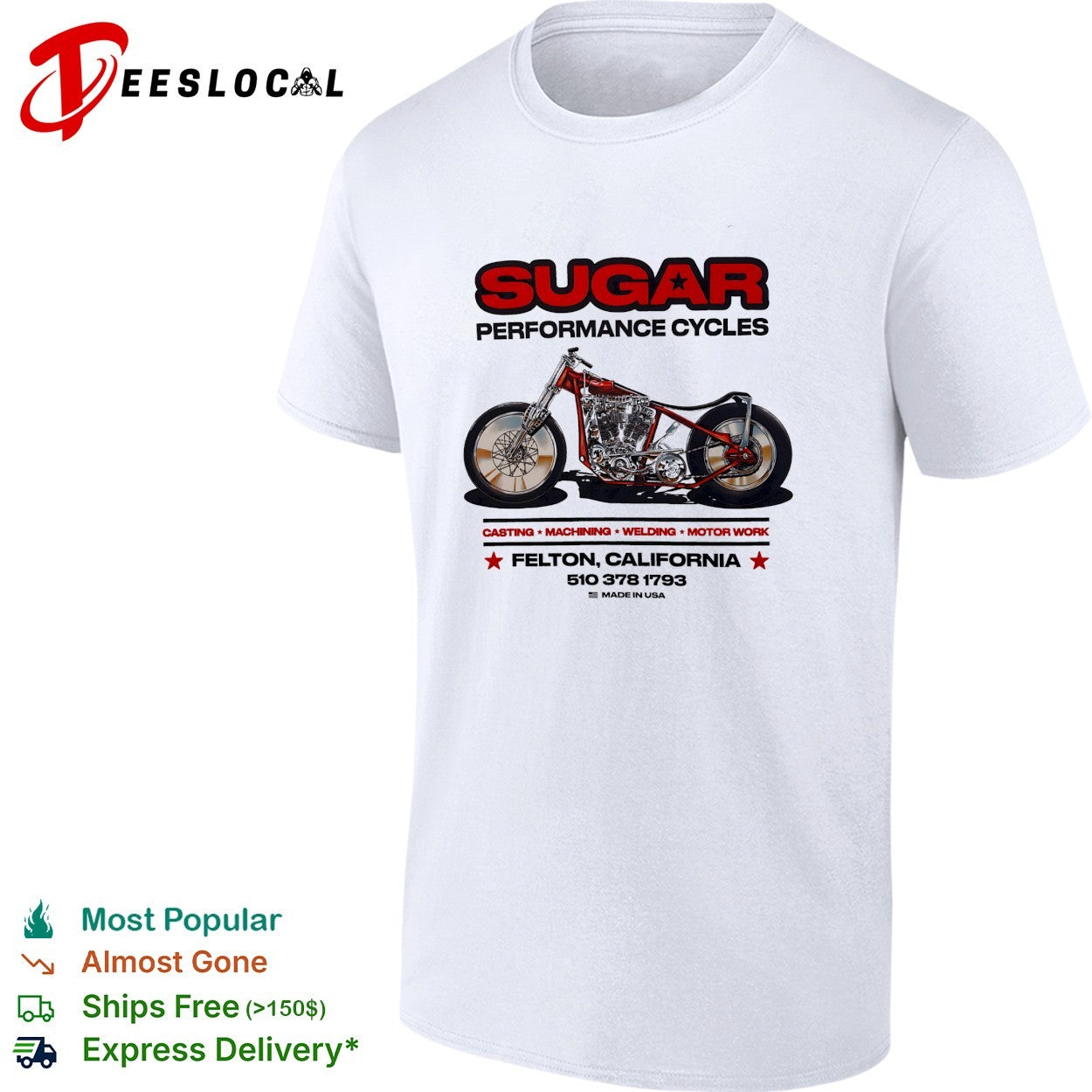 Sugar Performance Cycles Felton California motorcycle shirt