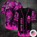 Sunny fire skull custom name baseball jersey shirt