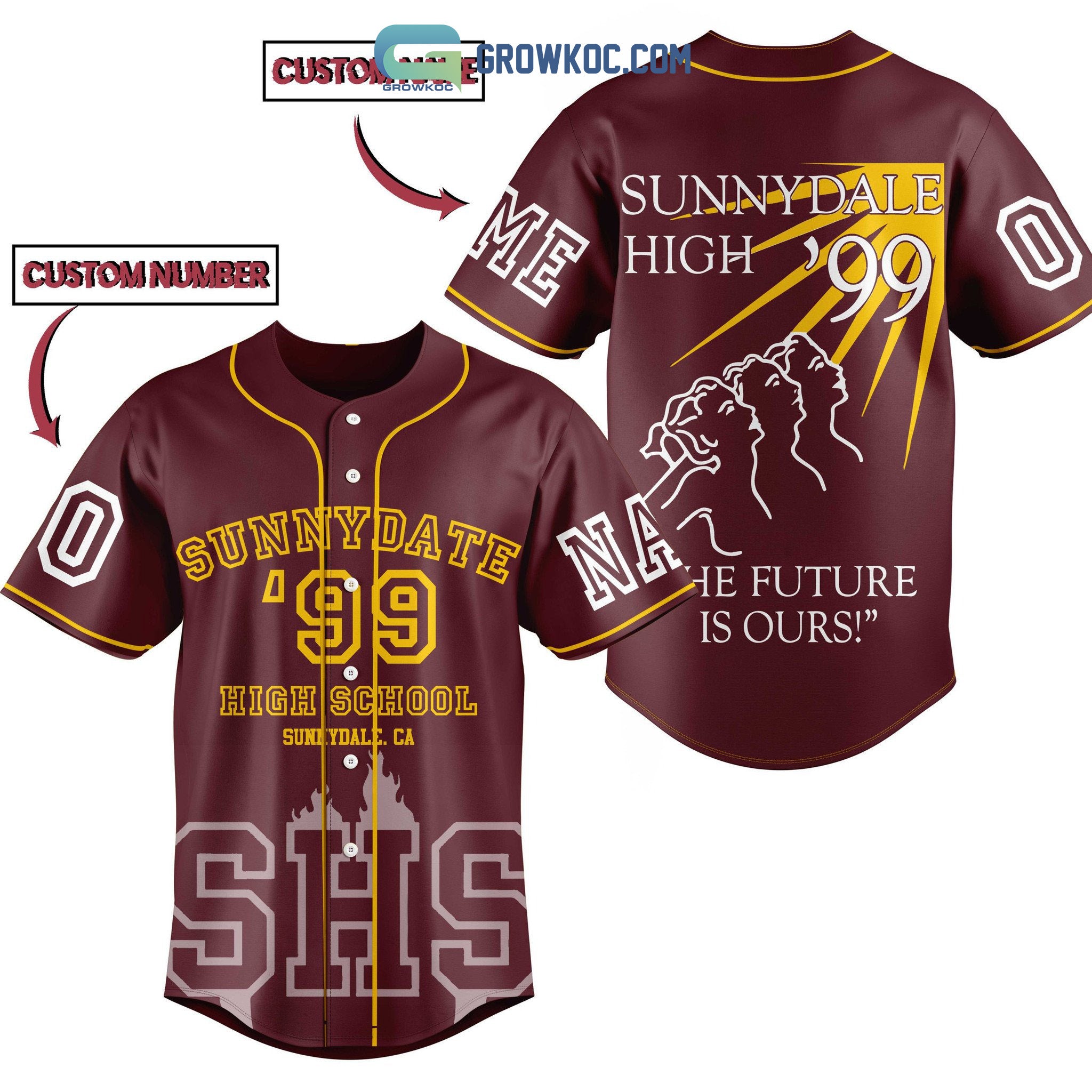 Sunnydale High School 99 The Future Is Ours Personalized Baseball Jersey